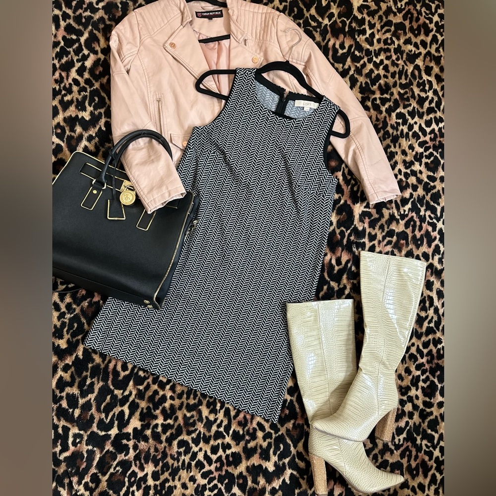 Small Black & White Herringbone shift dress